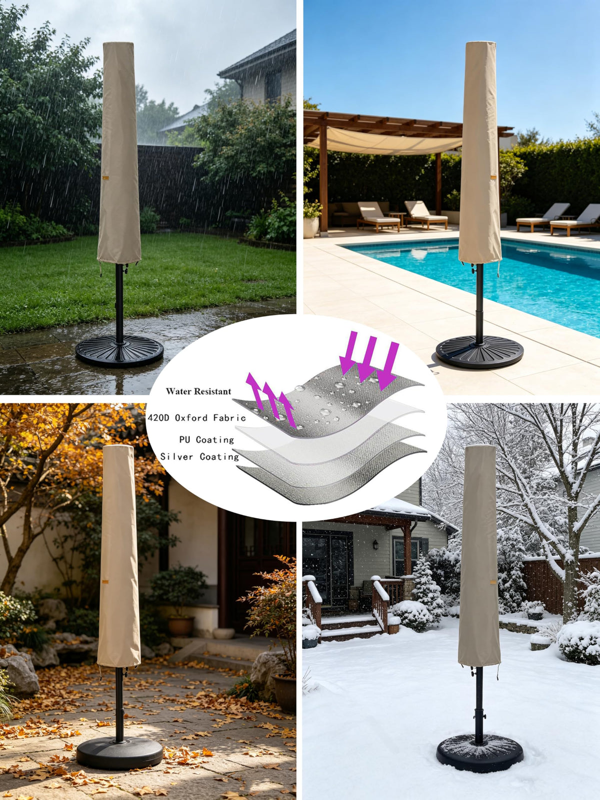 Garden Balsam cover demonstrating easy-clean, foldable storage.