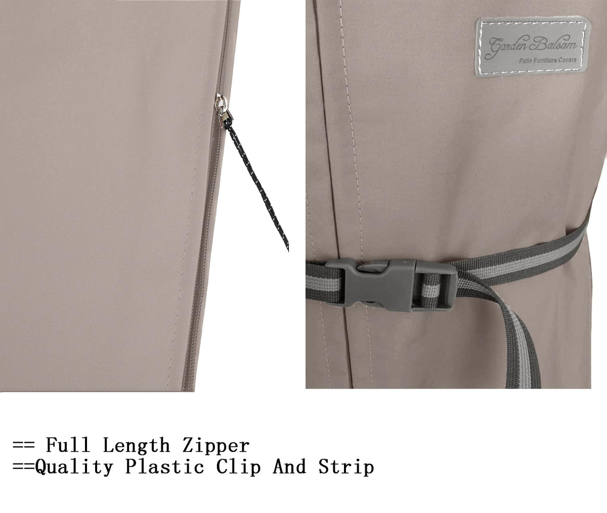 Garden Balsam wind-resistant cord-lock bottom secures the cover on breezy days.