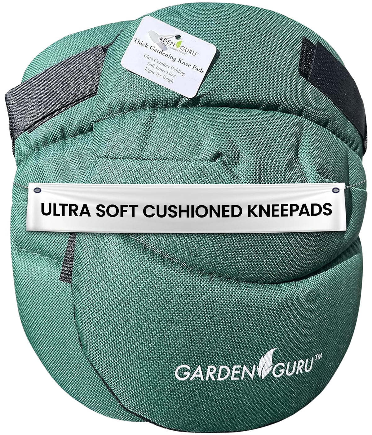 Garden Guru cushioned knee pad with adjustable straps for secure all-day comfort.