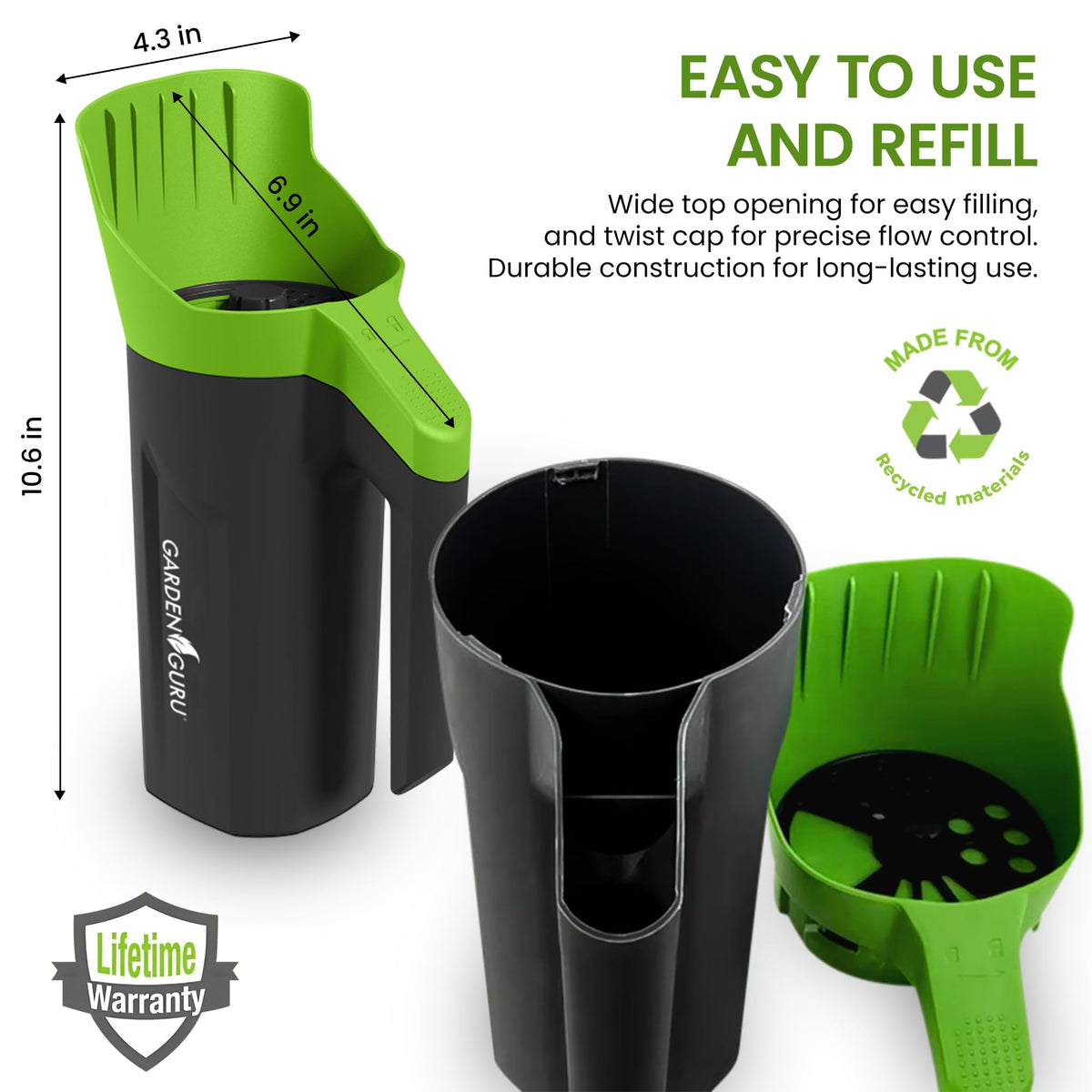 Garden Guru Easy fill wide opening for quick refills