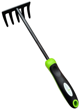 Garden Guru hand rake with 5 tines for fast cultivation and weed control.
