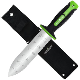 Garden Guru Hori Hori knife with ergonomic handle for comfortable gardening tasks.
