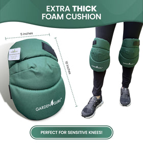Garden Guru knee pad with soft inner liner supports sensitive knees.