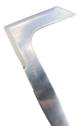 Garden Guru l-shaped-head crack weeder fits narrow gaps for root-grabbing.