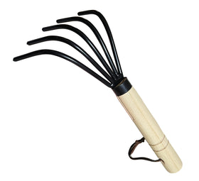 Garden Guru Ninja Claw hand rake with five tines for soil cultivation.