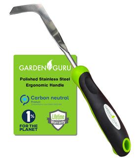 Garden Guru patio crack weeder with ergonomic handle reaches tight cracks to remove weeds.
