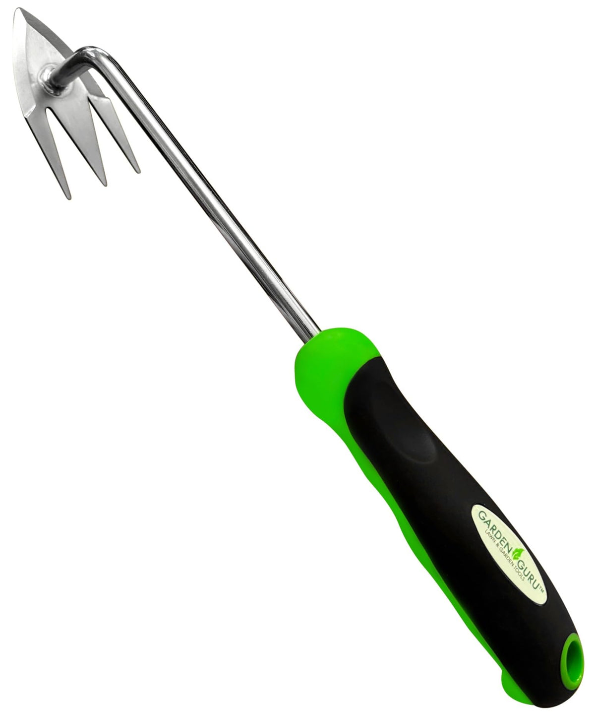 Garden Guru Root Weeder Tool with angled tines for precise root removal in the lawn