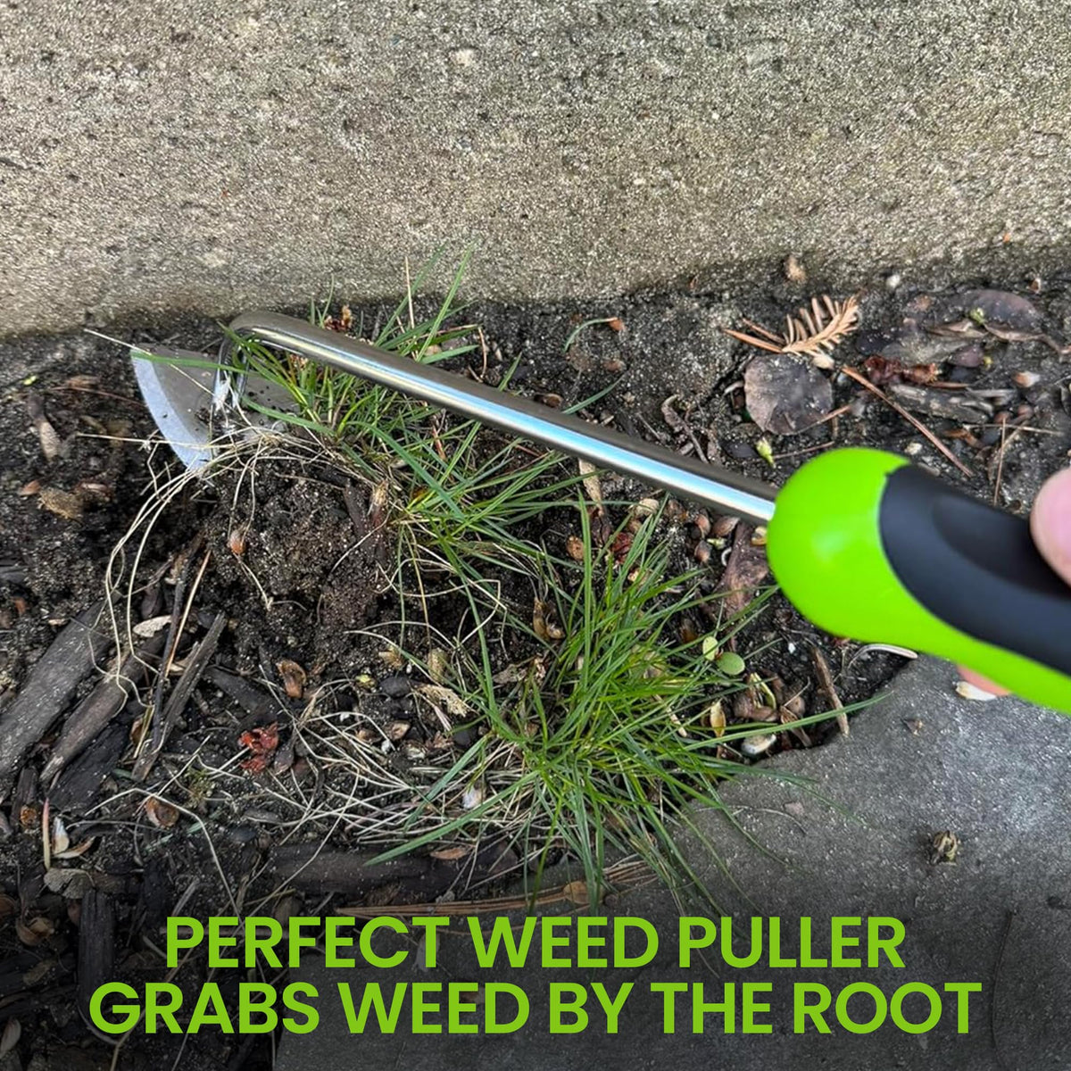 Garden Guru Root Weeder Tool with pointy top reaches tight spaces for weeding