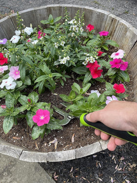 Garden Guru rust-resistant tines easily penetrate soil near delicate roots