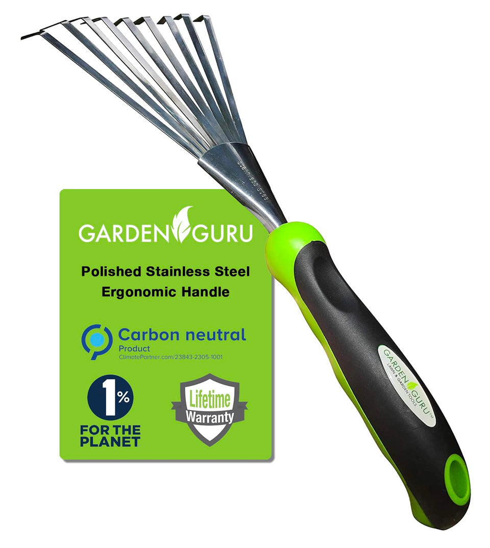 Garden Guru stainless-steel prongs for easy soil prep.
