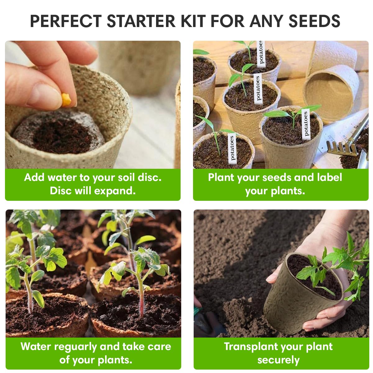 Garden Haven peat pots compact for seed starting on a window sill