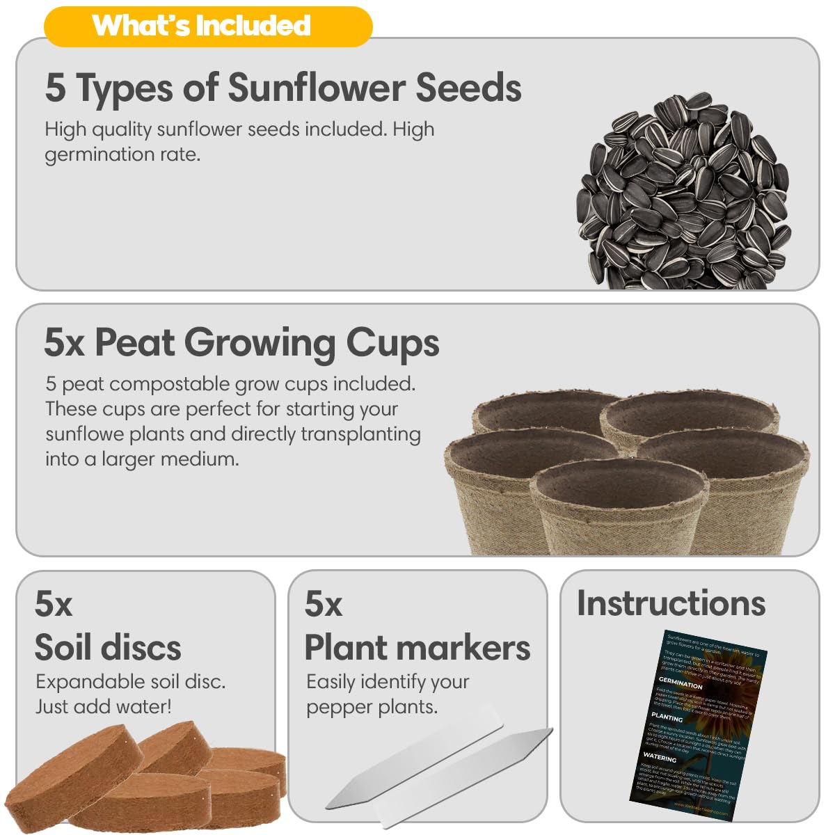 Garden Haven Sunflower biodegradable cups show eco-friendly starter pots for easy germination.