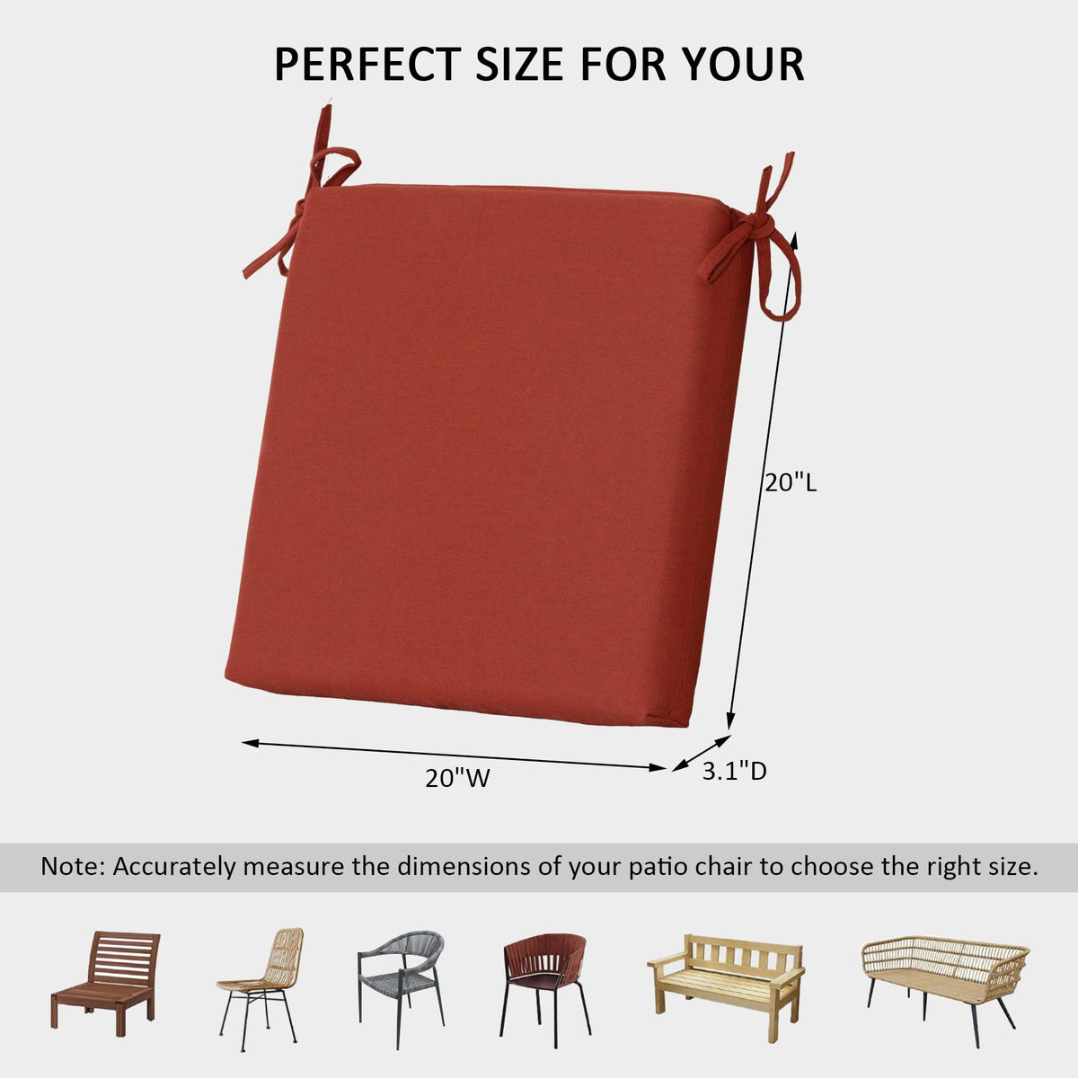 Adjustable straps keep Garden lucky cushions secure on patio chairs.