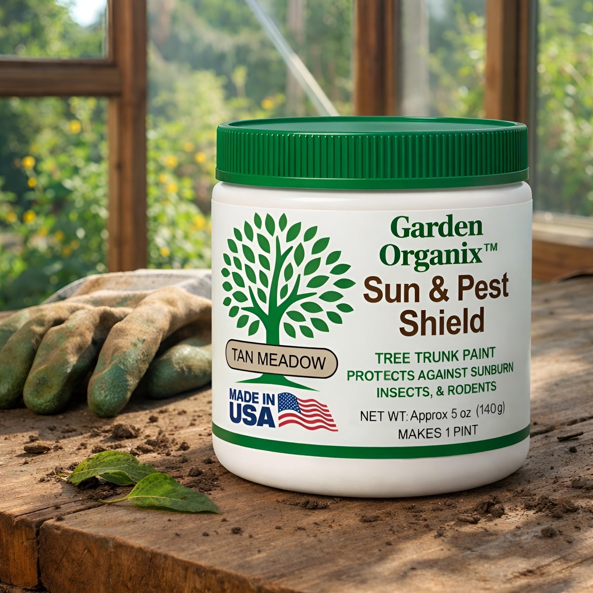 Garden Organix brush-on trunk shows easy application for orchard trees.