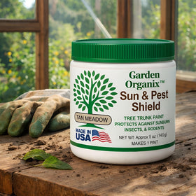 Garden Organix brush-on trunk shows easy application for orchard trees.