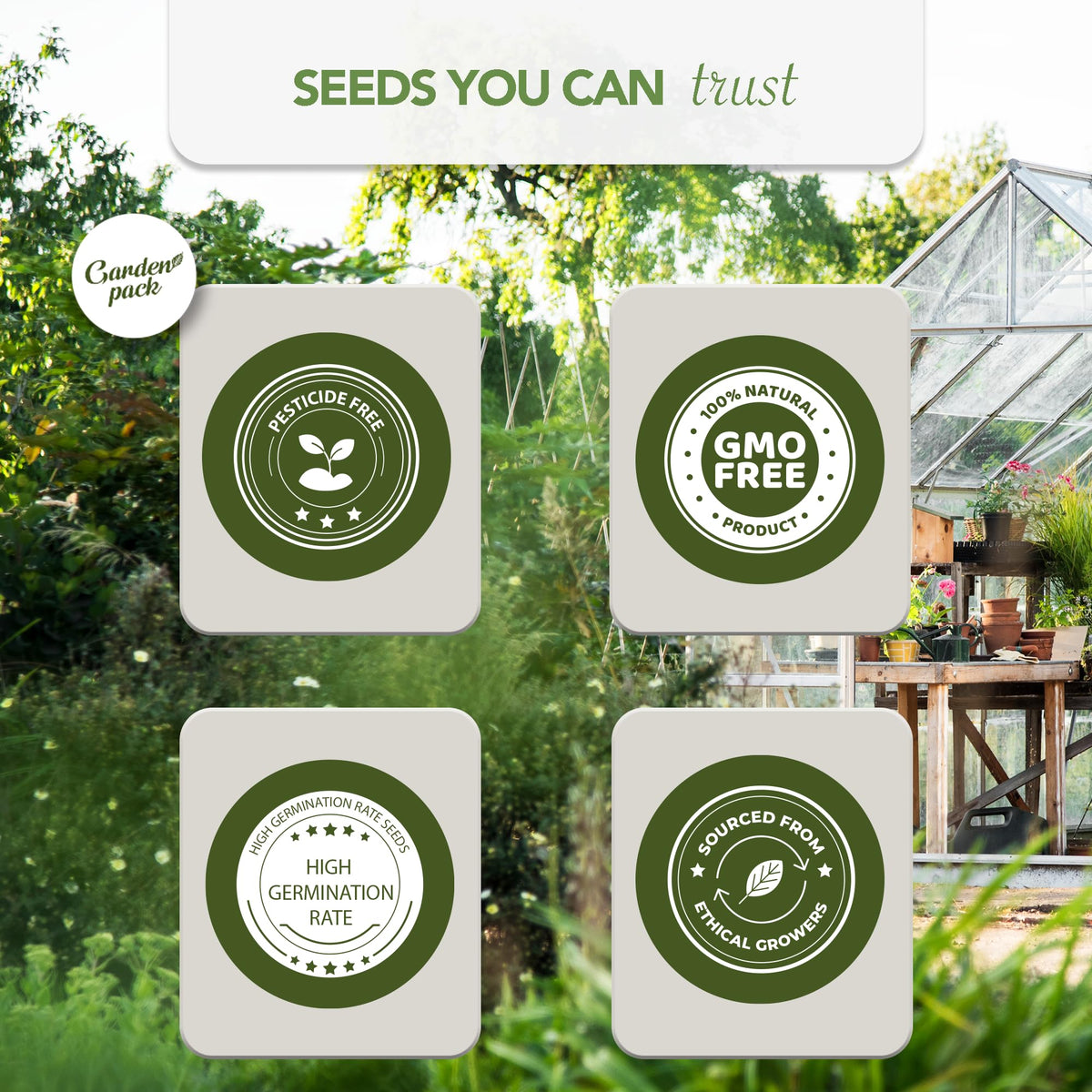 Garden Pack premium seed pouch design ideal as a thoughtful gift for gardeners