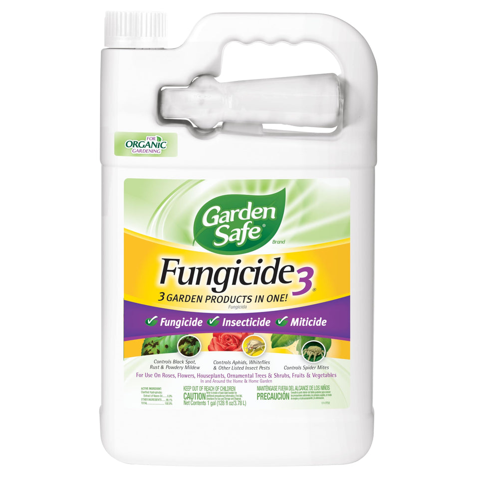 Garden Safe Fungicide3 product bottle showing a versatile ready-to-use solution for plants