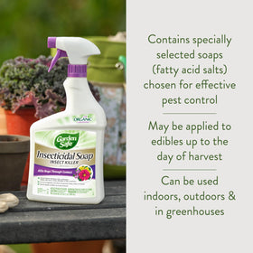 Garden Safe label close-up highlights fatty acid salts for pest control.