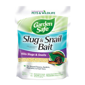 Garden Safe slug and snail bait granules in a 2 lb package for lawns and gardens.