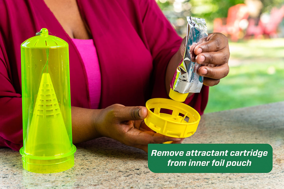 Garden scene with RESCUE! Yellowjacket trap ready for outdoor use.