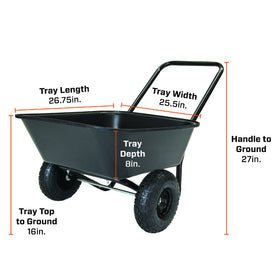 Garden Star 70019 dual-wheel barrow side-dump feature, stable steering across lawn and mulch