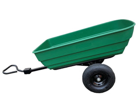 Garden Star dumpable poly tray enables quick dumping on the Tow Barrow Cart.