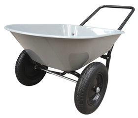 Garden Star two-wheel poly tray wheelbarrow front view, ideal for yard tasks.