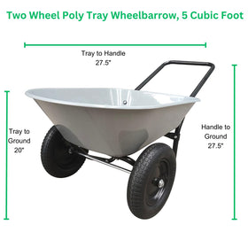 Garden Star wheelbarrow side view showing dual air-filled tires for stability.