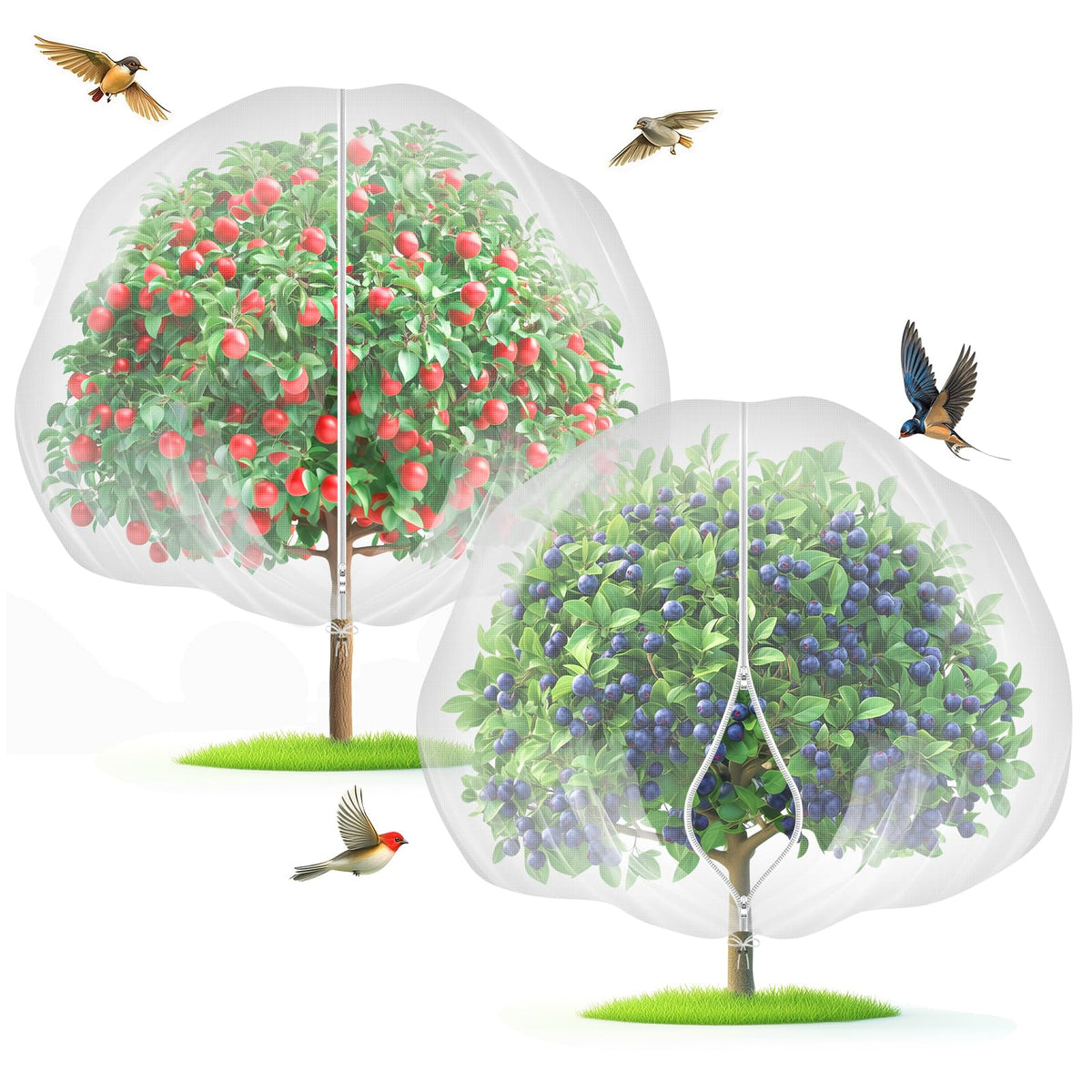 Garden Tailor fruit netting front view protects trees from pests