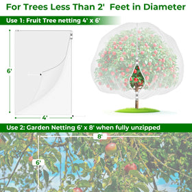 Garden Tailor drawstring-secured edges keep squirrels away from fruit