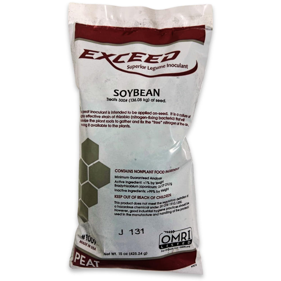 Garden Trends Exceed inoculant 15oz packaging ready for easy seed inoculation