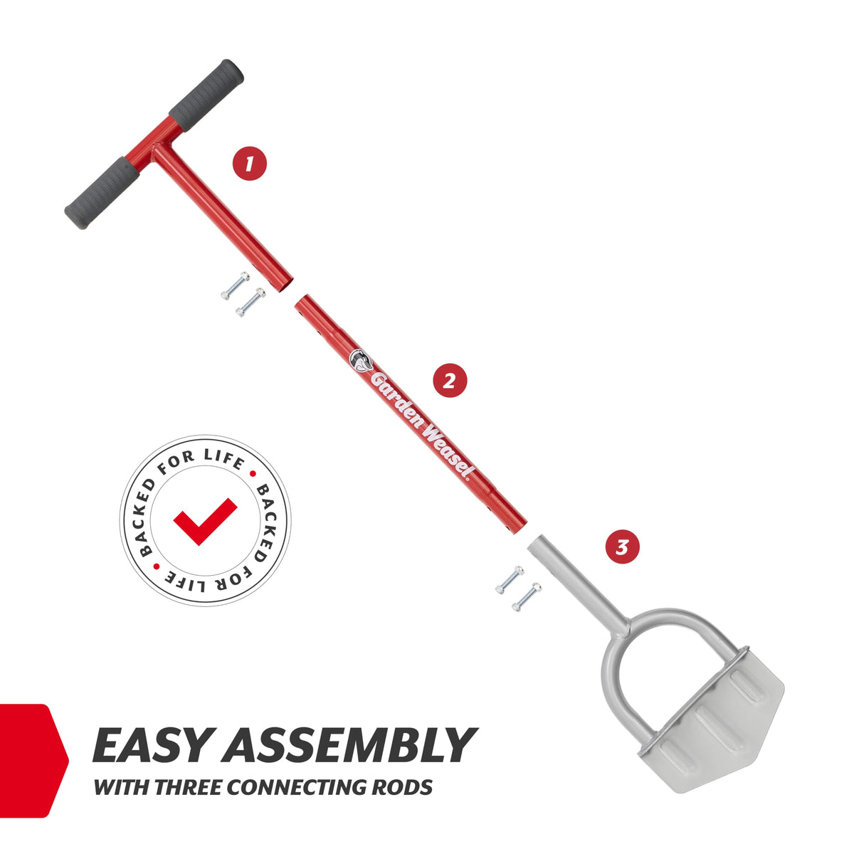 Easy assembly of Garden Weasel Edger-Chopper in minutes.