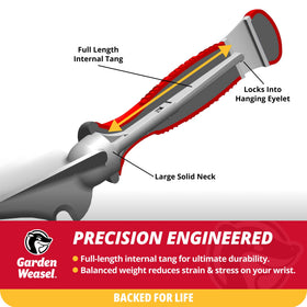 Garden Weasel compact-size trowel fits tight spots for precise tasks.