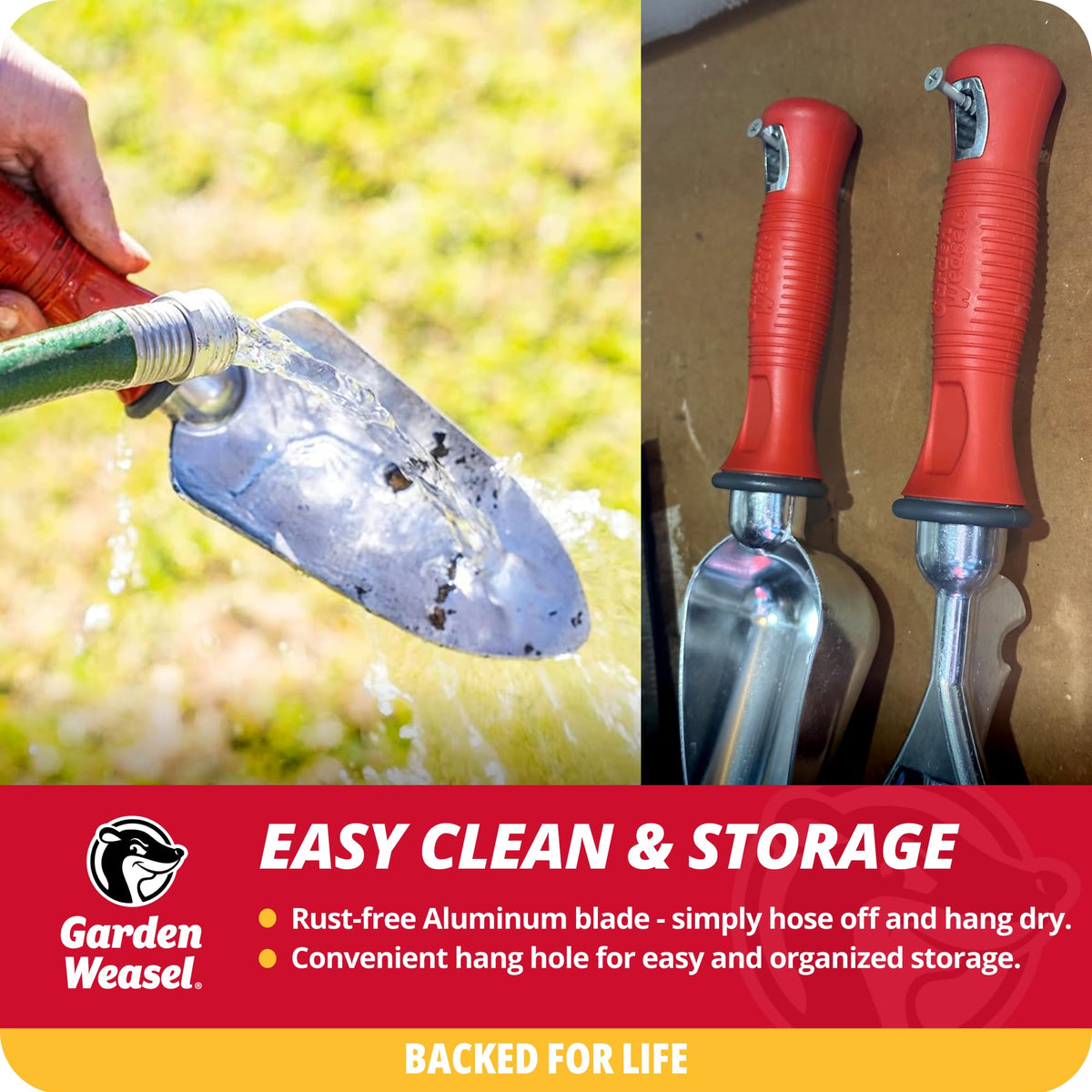 Garden Weasel trowel lifetime guarantee keeps you covered during heavy use.