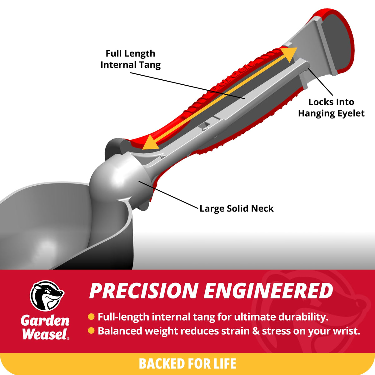 Garden Weasel potting scoop durable construction built for decades of use