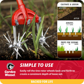 Garden Weasel soil aeration promotes healthier bed preparation and reseeding.