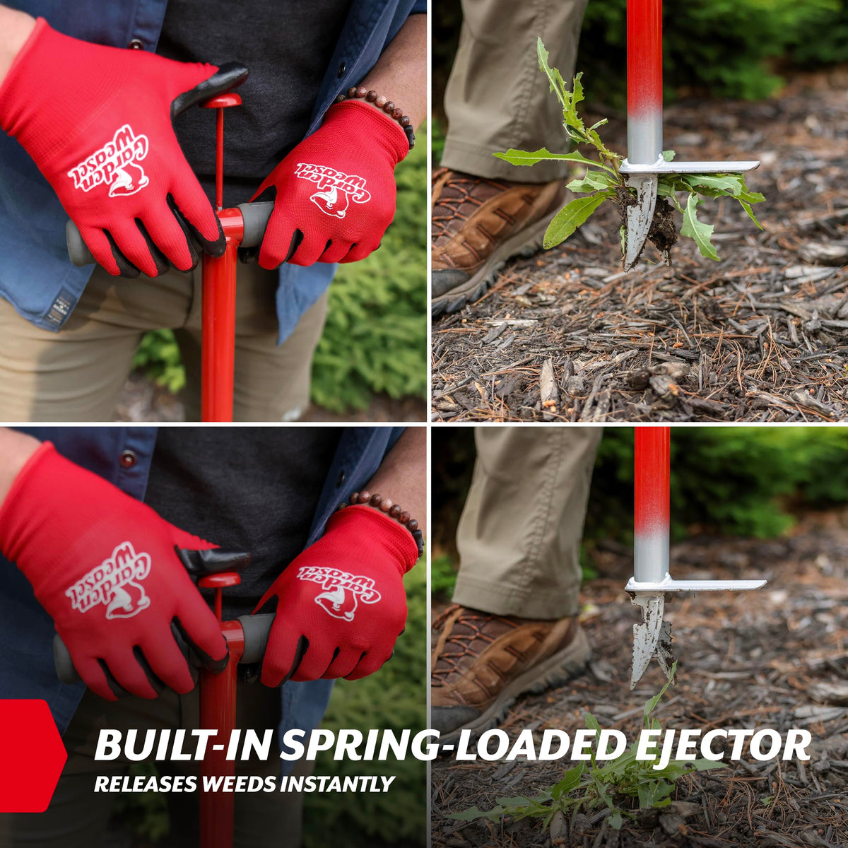 Garden Weasel WeedPopper used on damp soil for easier root removal