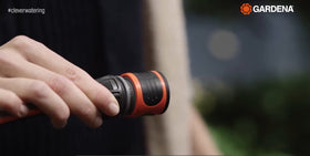 Gardena compact connector close-up illustrating robust design and reliability
