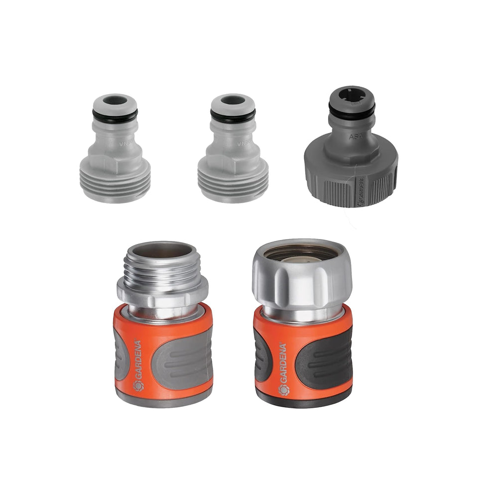Gardena metal end quick connector with water stop for leak-free watering