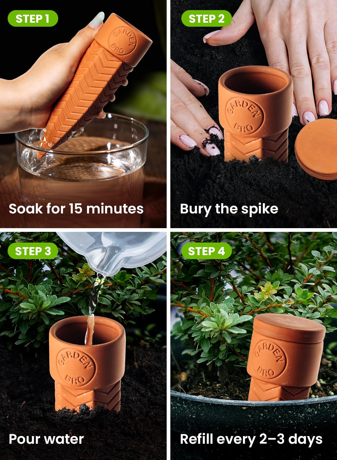 Gardenbro 8-inch pot compatibility shown for larger planters.