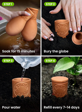 Gardenbro clay waterers extend irrigation for raised beds and outdoor pots.