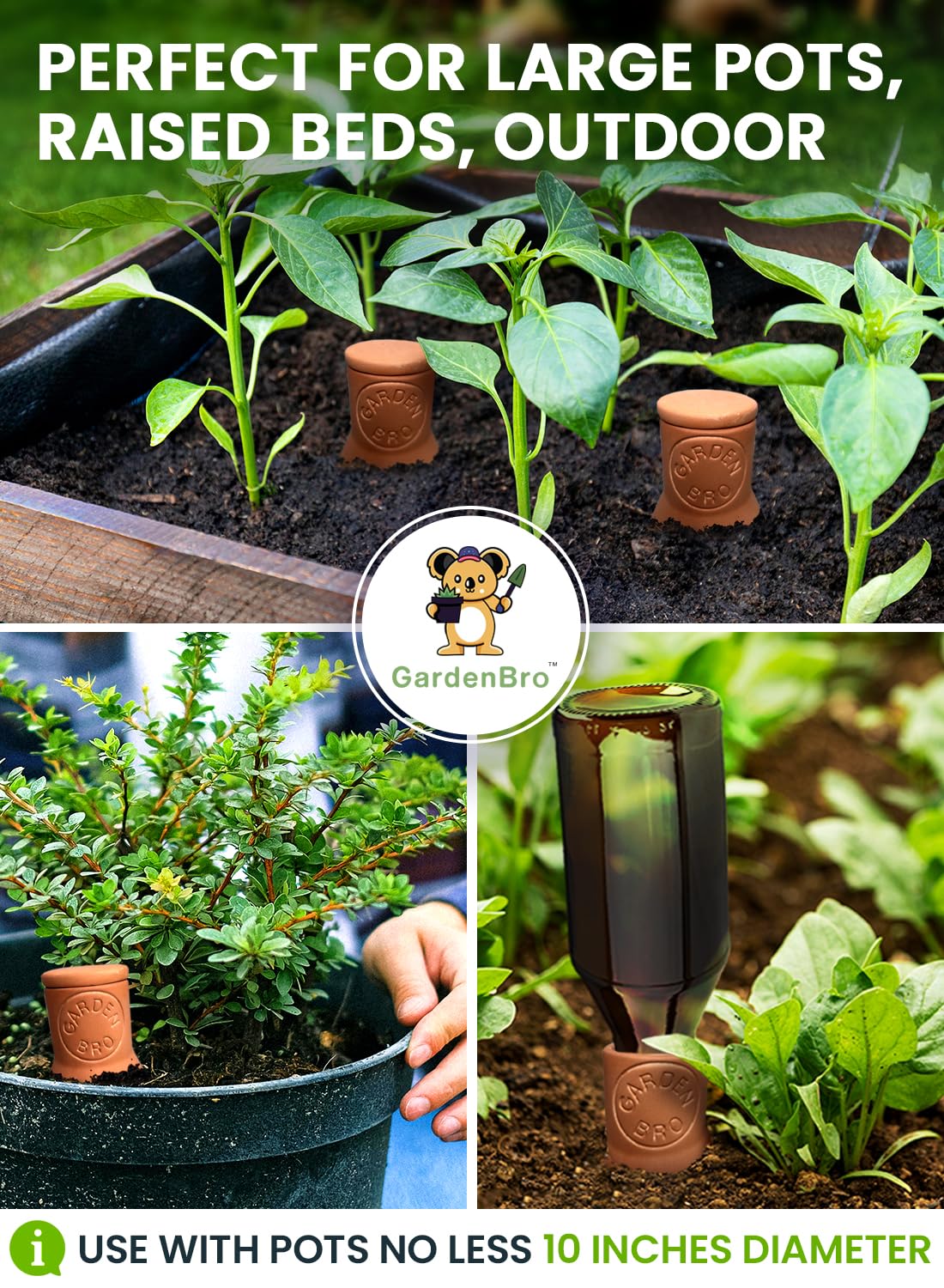 Gardenbro gift-ready olla set for vacations and plant care.