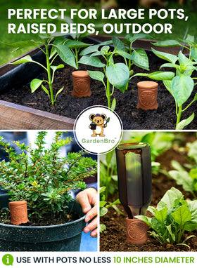 Gardenbro gift-ready olla set for vacations and plant care.