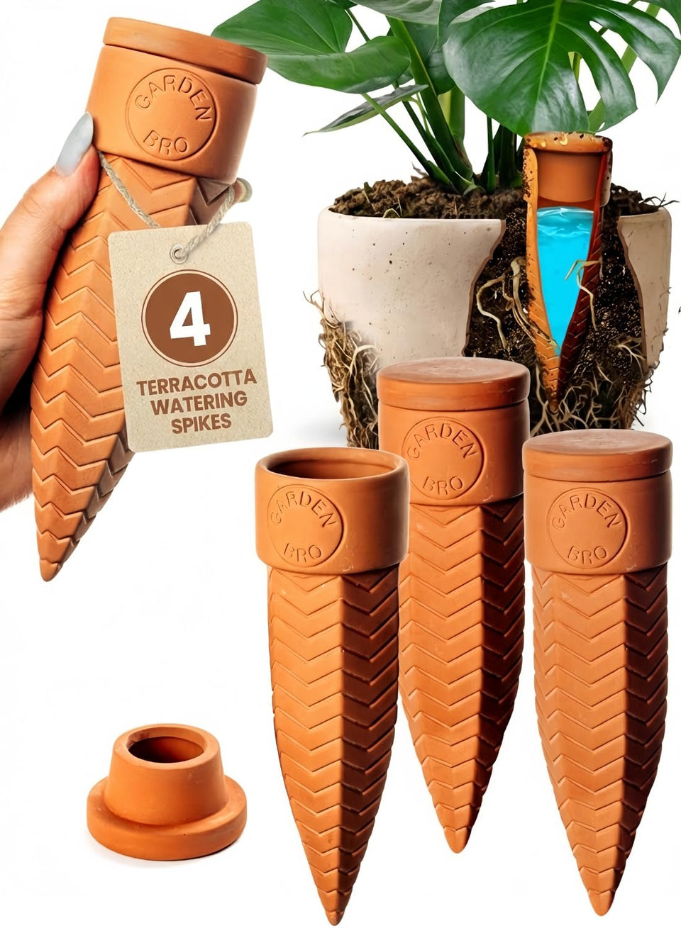 Gardenbro Olla water spikes pack for precise self-watering indoors and outdoors.