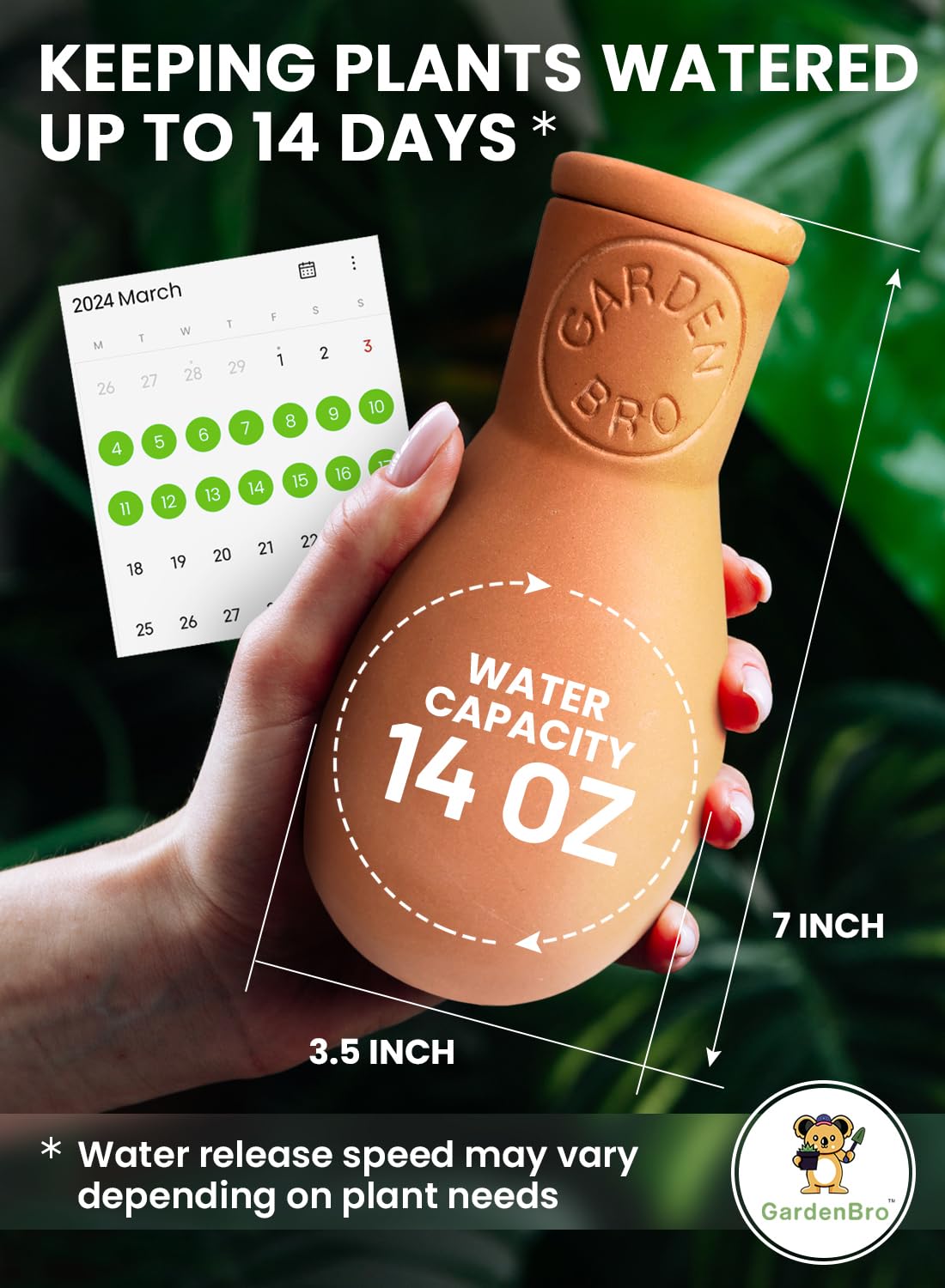 Gardenbro terracotta watering pots 14oz each for indoor and outdoor plant care.