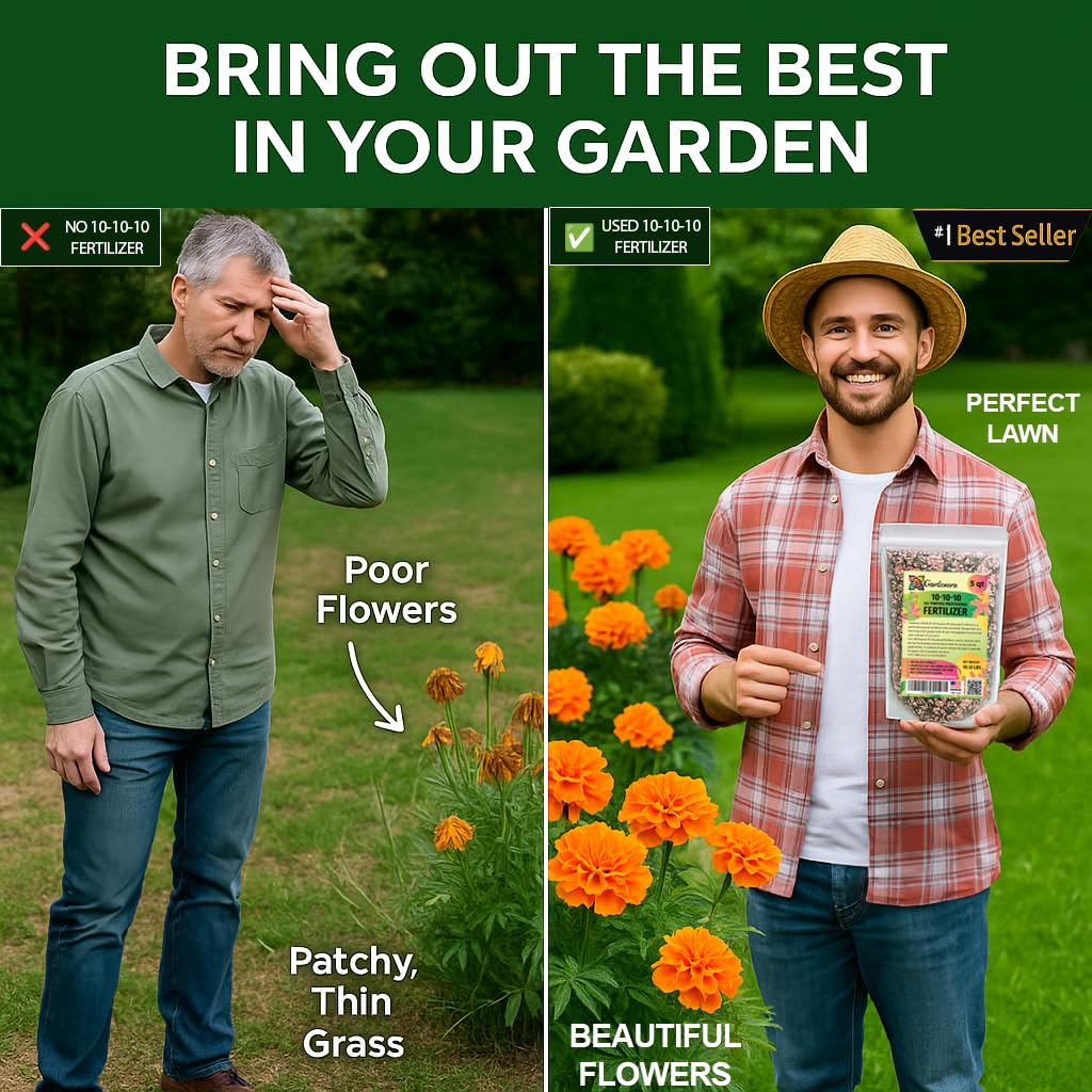 Gardenera 10-10-10 water activation demonstrates quick nutrient uptake after watering.
