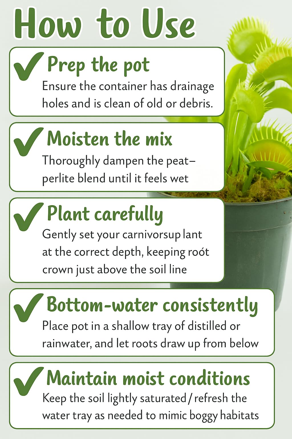 Gardenera carnivorous plants substrate improves drainage and airflow