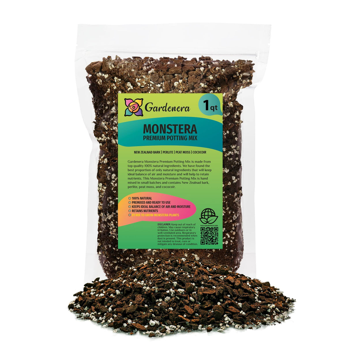 Gardenera Premium Monstera Potting Soil bag ready for repotting with balanced aeration