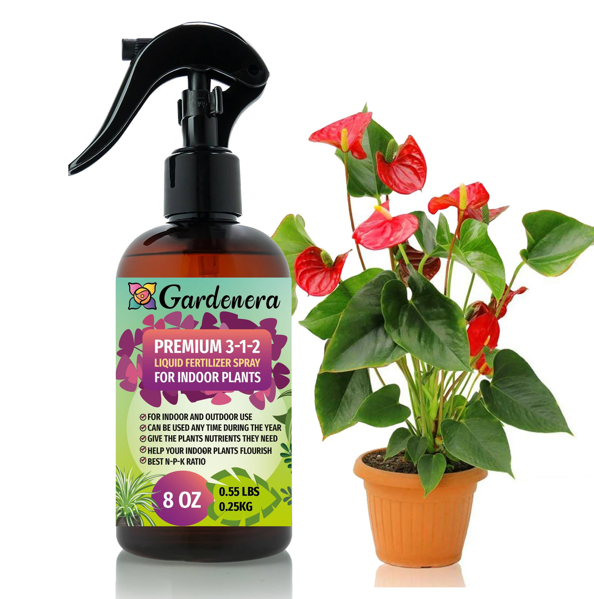 Gardenera professional indoor plants spray bottle ready-to-use mist for healthier foliage.