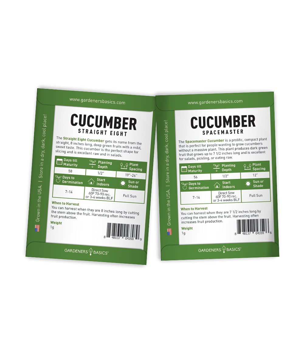 Gardeners Basics Straight Eight cucumber seeds deliver classic slicing quality.
